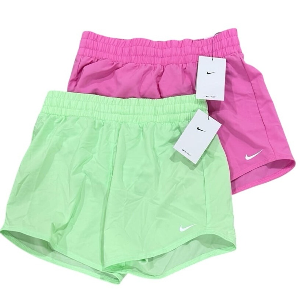 2-Pair Nike Dri-FIT Training Shorts Kids Large‎ Green & Pink NWT